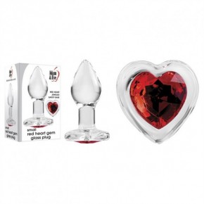 Red Heart Gem Glass Plug -...