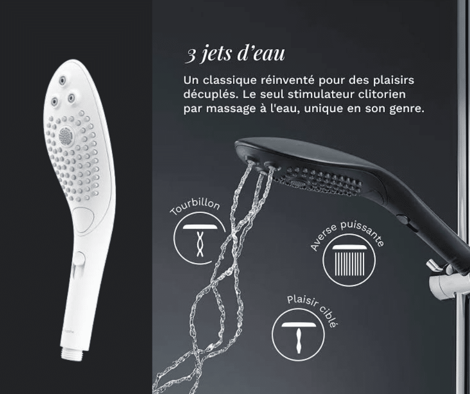 Pommeau de douche combiné Wave et stimulateur clitoridien à massage aquatique blanc - Womanizer – Image 2