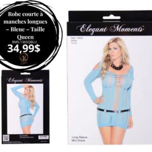 Robe courte à manches longues – Bleue – Taille Queen