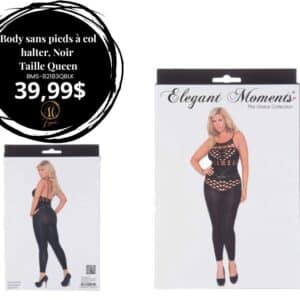 Body sans pieds à col halter – Noir – Taille Queen