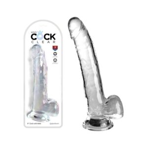 Clear 9" With Balls - Transparent - King Cock